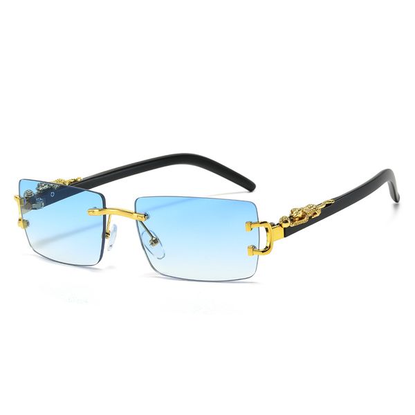 Sunglasses Women Men Cheetah Decoration Rectangular Designer Sun Glasses
