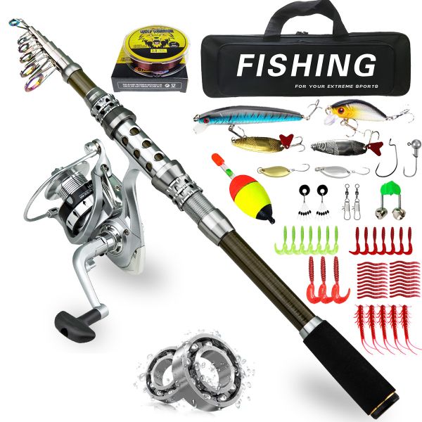 Telescopic Fishing Rod &amp; Reel Combo 5.2:1,1.8-3m , Freshwater/Saltwater