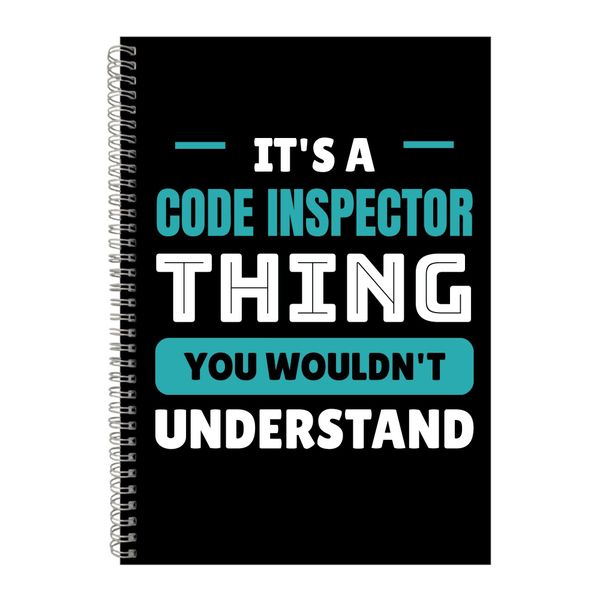 Code Inspector A4 Notebook Spiral Lined Job Quotes Graphic Notepad Gift 250