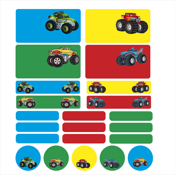 Monster Truck Waterproof DIy School Stationery Labels