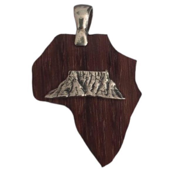 Table Mountain-925 Sterling Silver-Africa-Imbuia Wood-Pendant.