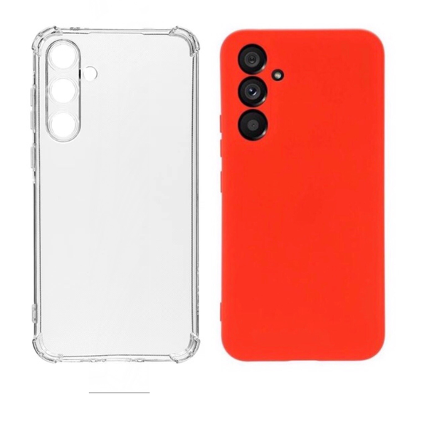 Clear +Red Silicone Cover Compatible with Samsung Galaxy A35