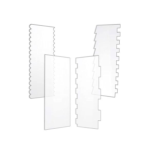 4 Pieces Clear Acrylic Cake Scrapers Set Cakes Decorating Smoother Scraper