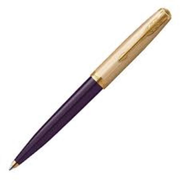 Parker 51 Premium Plum Gold Trim Ballpoint Medium Nib Black Ink Gift Box
