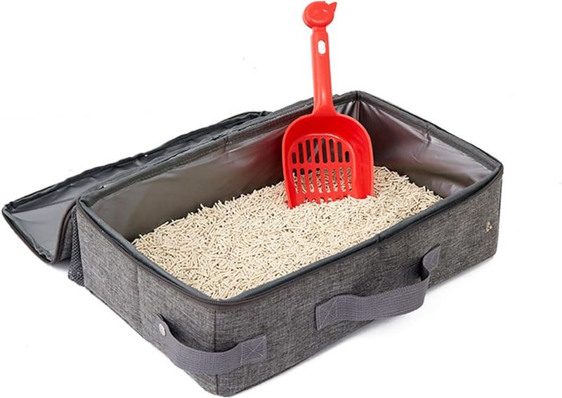Portable Cat Travel Litter Box wth Zipper Lid,Leakproof Foldable