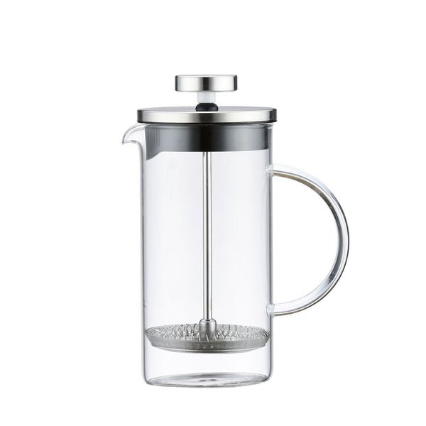 French Press Coffee Maker Glass Body with Stainless Steel Plunger