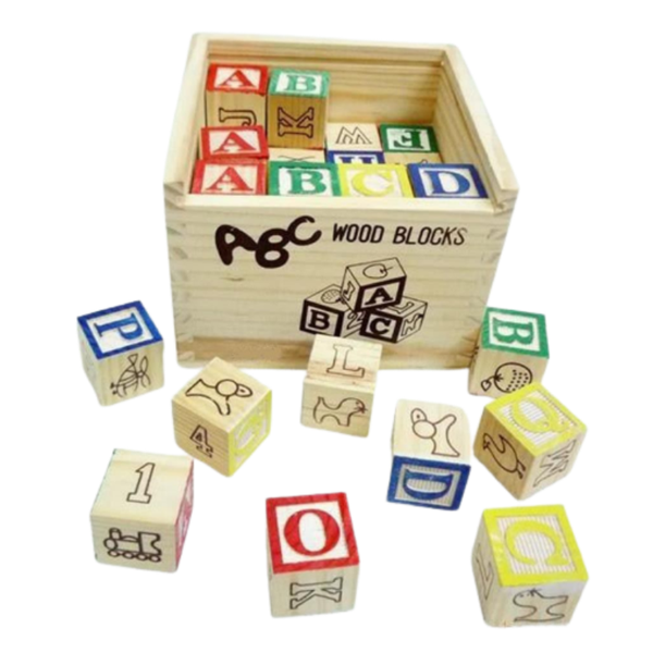 Educational ABC Wooden Blocks In Storage Box - 27 Piece