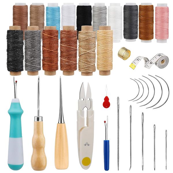 34-in-1 Basic Leather Sewing Tool Kit for DIY Leather Craft Making &amp; Repair