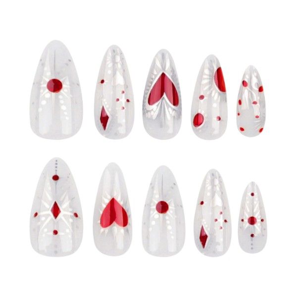 24 Piece - Bohemian Style Short Almond Shape Nails - Multicolor