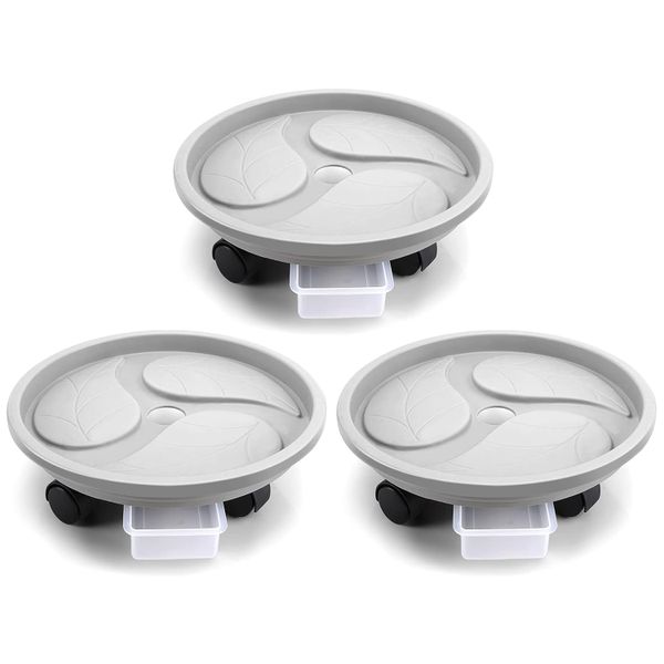 3 Piece Plant Caddy With Wheels And Drainage Tray