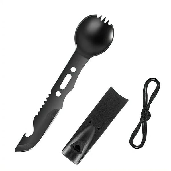 Stainless Steel Multi-Functional Whistle Knife,Camping Survival Cutlery