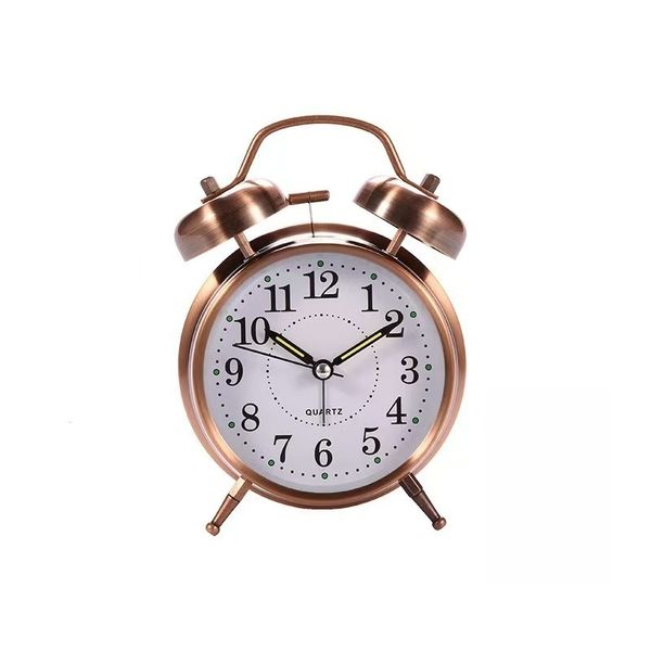 Retro Twin-Bell Metal Alarm Clock - Bedroom Desktop Quartz Clock