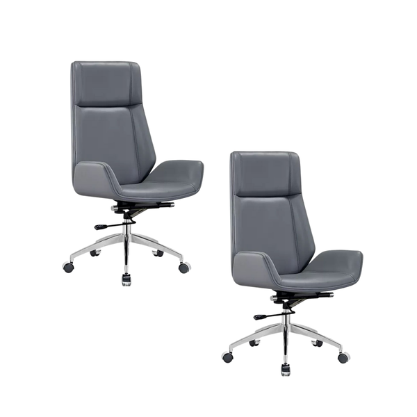 Set Of 2 High Back Swivel And Height Adjustable Leather Office Desk Chair