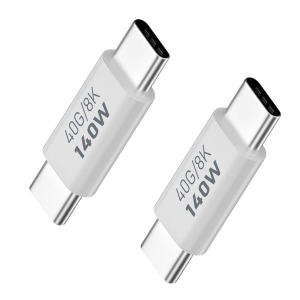 2pc 140W USB C Male to Male 40Gbp 8K Type C Adapter Data Charging Connector