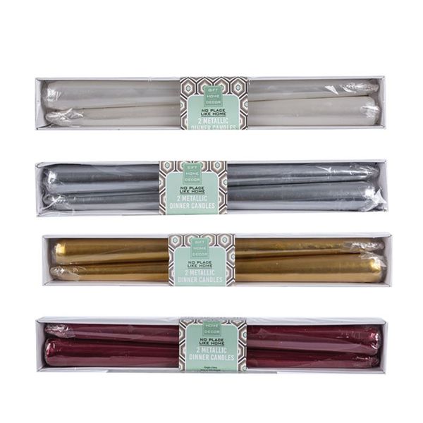 Bulk Pack x 4 Candle Tapered 25cm Metalic