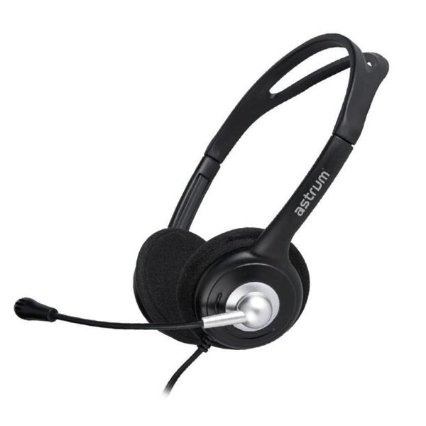 Astrum On-ear Wired Stereo Headset with Flex Mic HS110 - Black and Silver