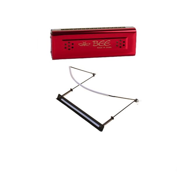 Red Bee 64 Note Blue Harmonica With C and G Keys and Holder Bracket