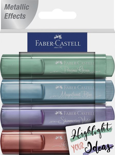 Faber Castell - Metallic textliner 4's (Blue, Green, Red, Violet)