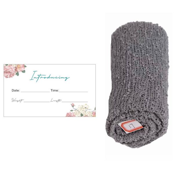 Newborn Knit Wrap for a Photoshoot and Baby Welcome Card Set