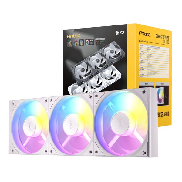 Antec Connect 120 Reverse ARGB PWM Fan 3-Pack - White