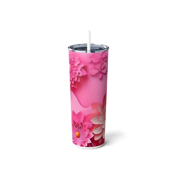 Pink 3D Flowers 600ml Tumbler