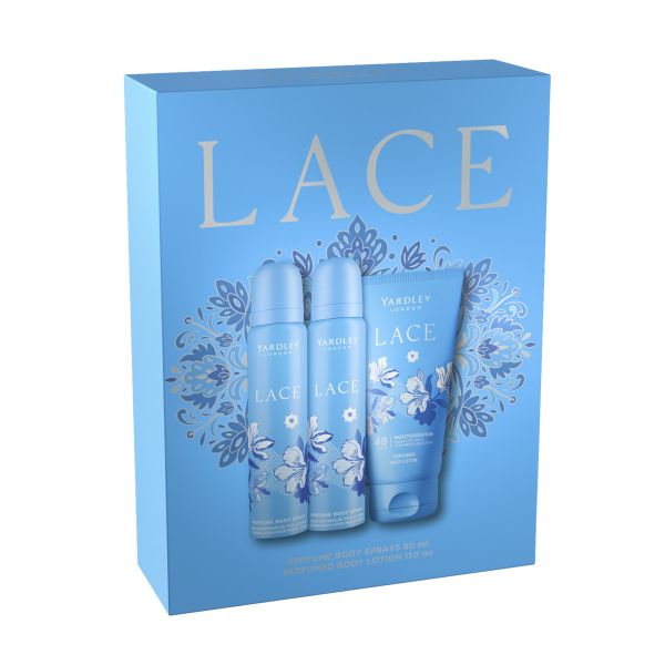 Yardley Lace 2 x Perfume Body Spray 90ml &amp; Body Lotion 150ml