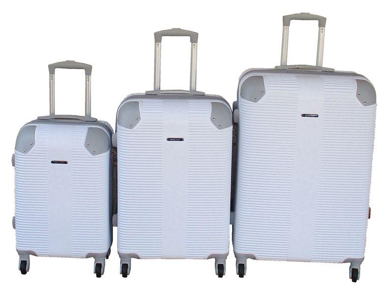 White 3-Piece ABS Luggage Set-Hard-Shell, Spinner Wheels,Telescopic Handles