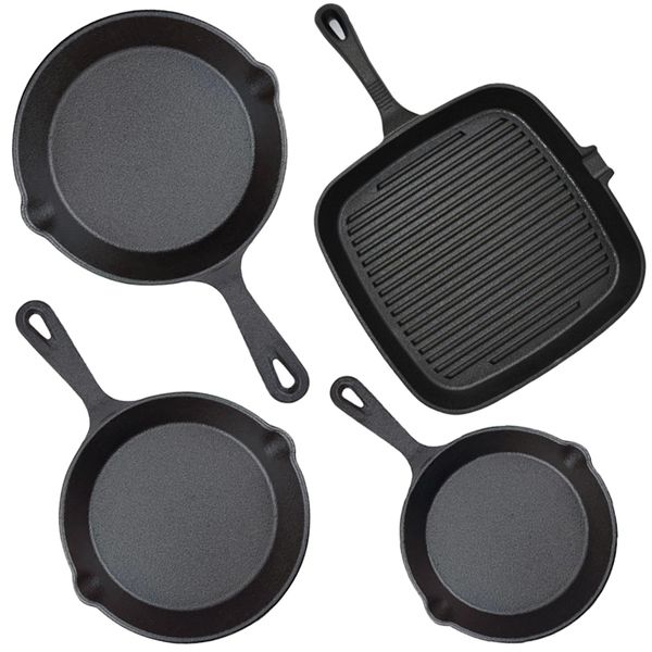 4pcs Cast Iron Skillet Set Non stick Frying Pan Cookware Set Cast Iron Pan