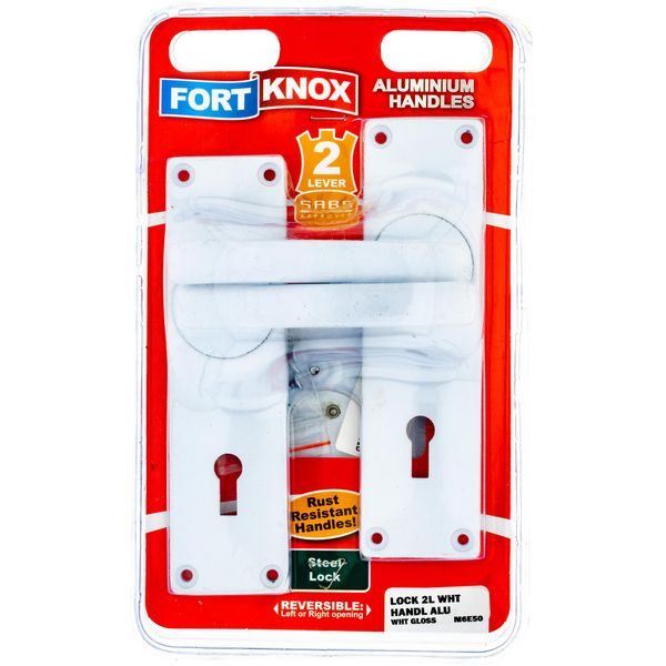 FORT KNOX 2-Lever Lockset SteelLock GlossWhite Handles Aluminium Q:1 M6E50