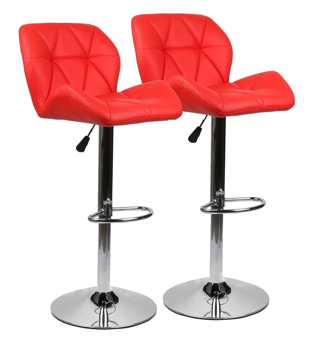 Padded Bar / Kitchen Counter Stools Set of 2 Red Colour Shop
