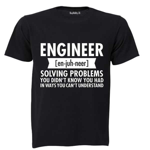 Engineer - En-juh-neer - Mens - T-Shirt - White