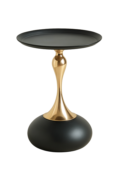 Black &amp; Gold Pedestal Table, Modern Luxe Accent Side Table