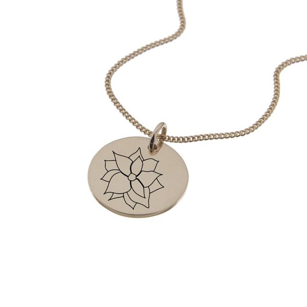 Poinsettia of December Rose Gold Birth Flower Pendant