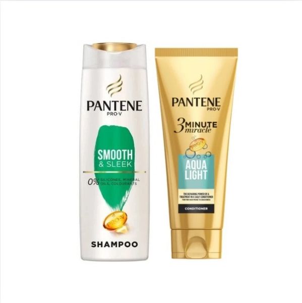 Pantene Smooth &amp; Sleek Shampoo + Aqua Light 3-Minute Miracle Conditioner