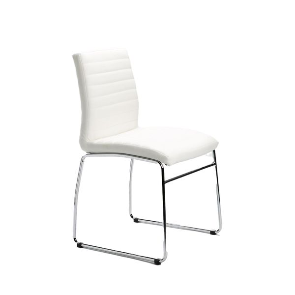 Mia Leather Touch Chrome Dining Chair - White