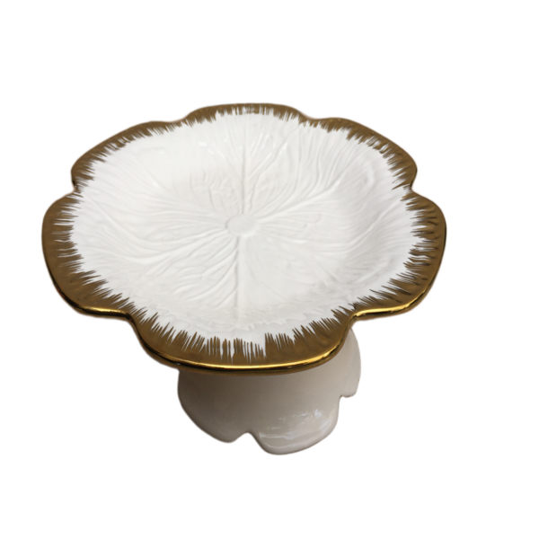 Flower Shaped White Gold Cake Stand