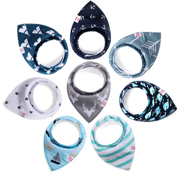 Baby bibs pure cotton printed double layer triangle towel eight-pack bib