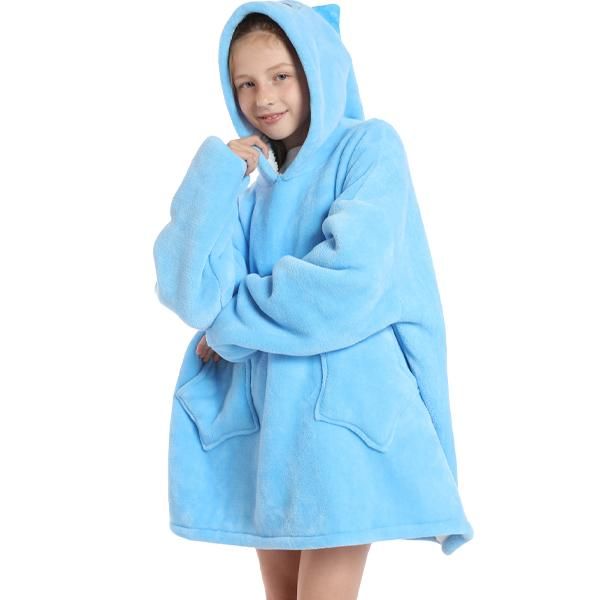 Iconix Kids Blue Owl Oversized Plush Blanket Hoodie