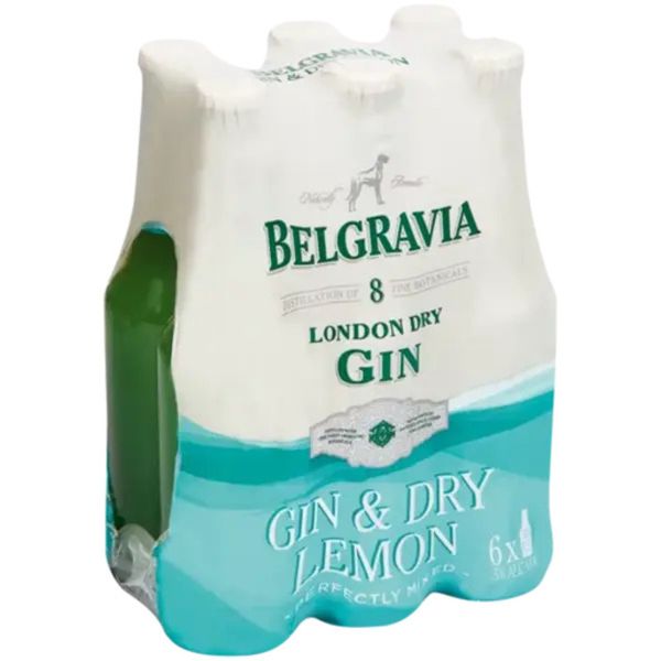 Belgravia Gin &amp; Dry Lemon Bottles 6 x 275ml