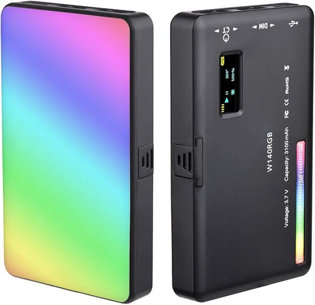 RGB 140 LEDs Camera Light, 2500K-9000K Dimmable, CRI 95+, 3100mAh Battery