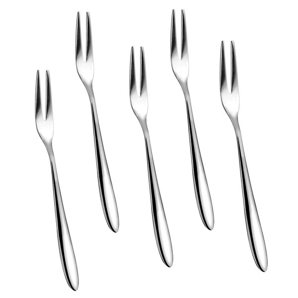 5 Piece - Stainless Steel Fruit Forks - Silver
