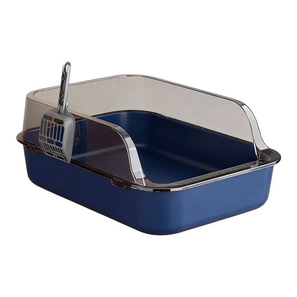 Large Semi-Enclosed Cat Litter Box with Extra High Sides and Scoop