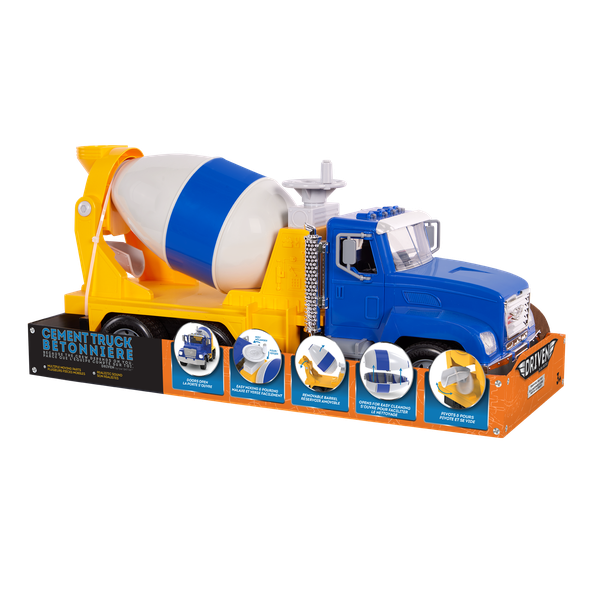 DRIVEN by Battat Cement Truck - Lights, Sounds and Rotating Mixer