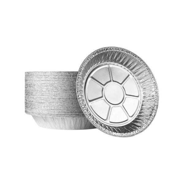 50-Pieces 9-Inch Round Aluminum Foil Trays - Silver