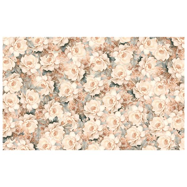 Coffee &amp; Grey Tone Peonies Rectangle Tablecloth