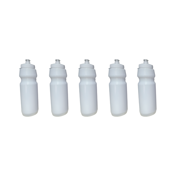 Sports Hydration Water Bottles - Durable Leak-Proof White 750ml - 5 Pack