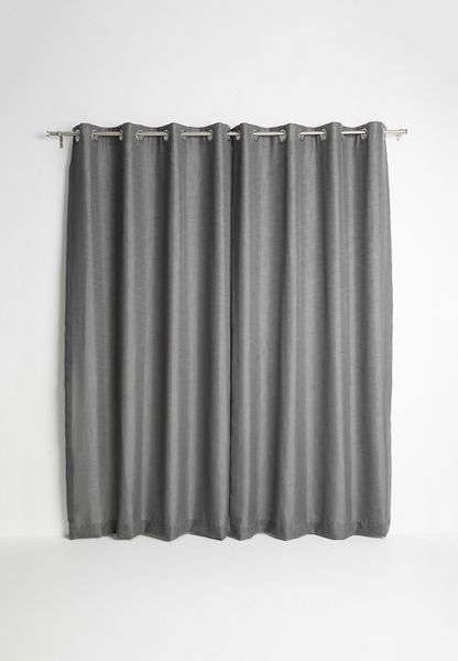 Slub Lined Eyelet Curtain 2 Pack - Charcoal
