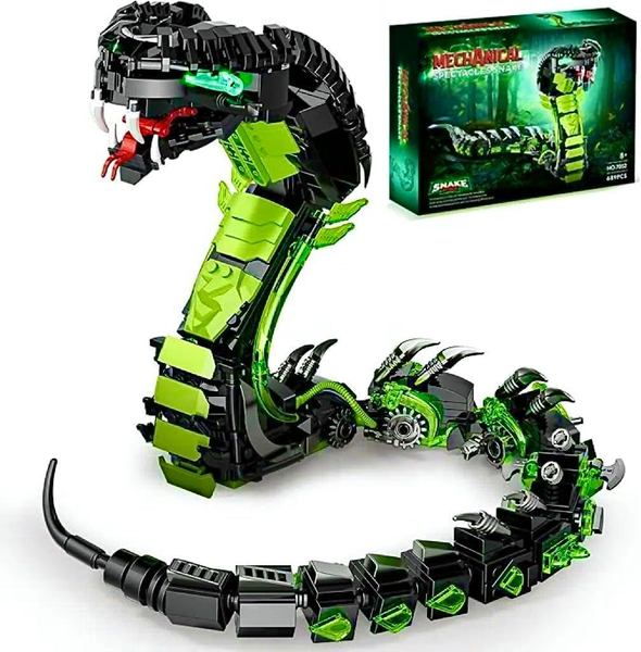 Mechanical Snake Building Blocks Set, 689 Pcs Cobra Model for Kids &amp; Adults