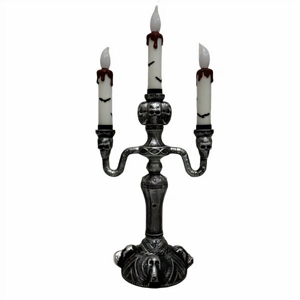 Plastic LED Light Up Haunted Halloween Candelabra Prop - Party Decor (40cm)