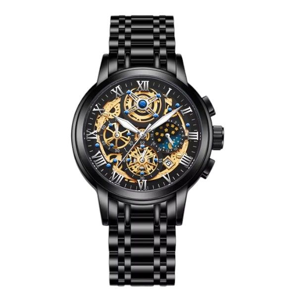 LIGE - Stainless Steel Watch With Illuminated Display - Black